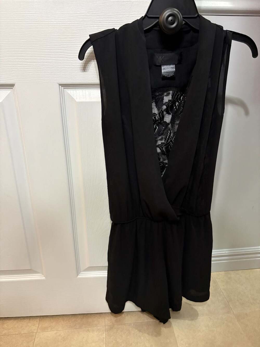 Kardashian Kollection Women's Black Lace Back Romper